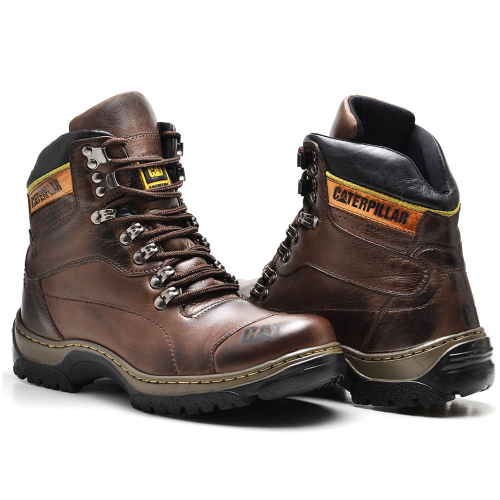 Bota botina caterpillar masculina em couro legitimo resistente