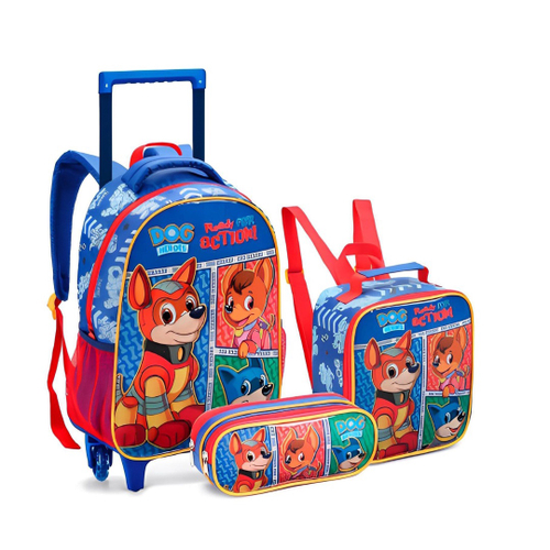 Kit Mochila De Rodinhas Grande Menino Naruto Aula + Toalha