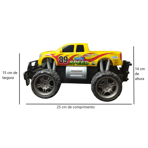 Carrinho Controle Remoto 4x4 Monster Truck Rc Bateria Recarregavel Rally  Brinquedo Menino