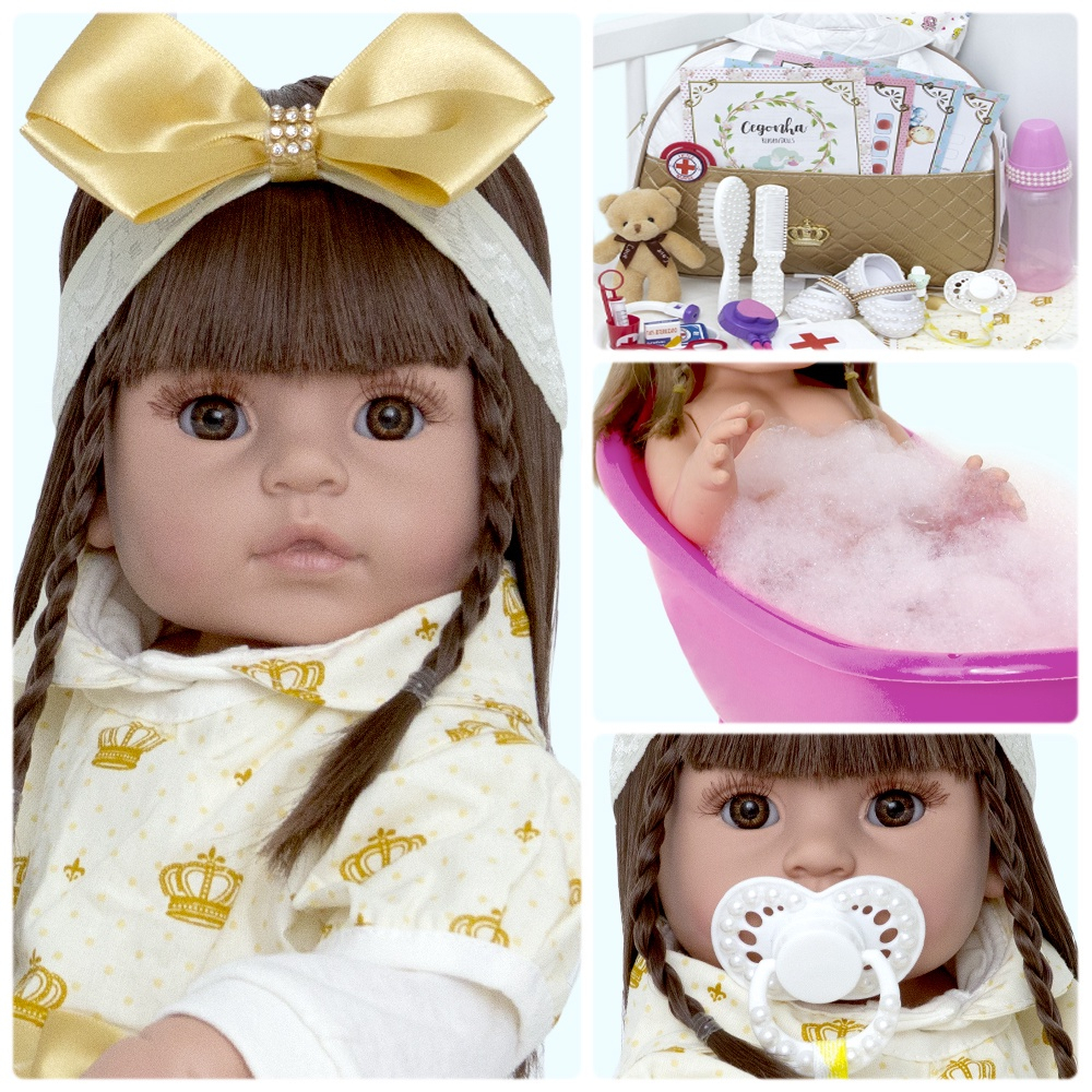 Boneca Tipo Bebe Reborn Ninos Recem Nascida + Certidão Top