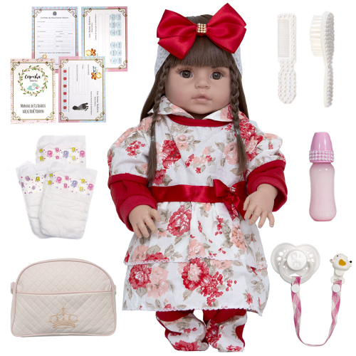 Boneca Bb bebê Reborn Reborne Menina Realista Envio Imediato Vestido De  Princesa Vermelho em Promoção na Americanas