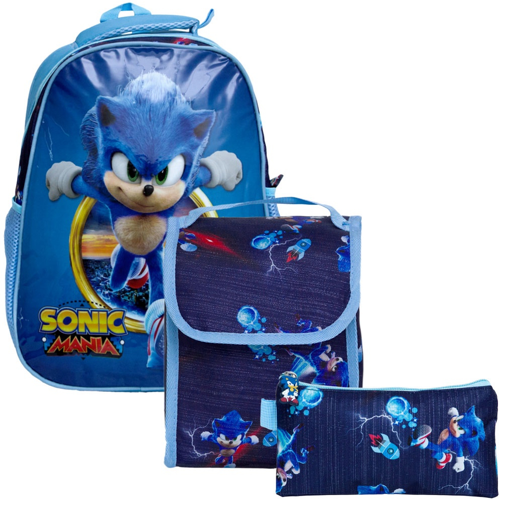 Mochila Sonic Jogos Filme para viagens, bolsa escolar para meninos