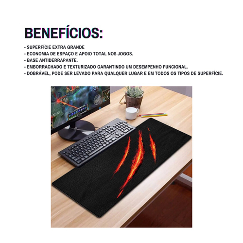 Mouse Pad Gamer Grande 70x35cm Mousepad Para Jogos Cor Rei Leão Broadwy