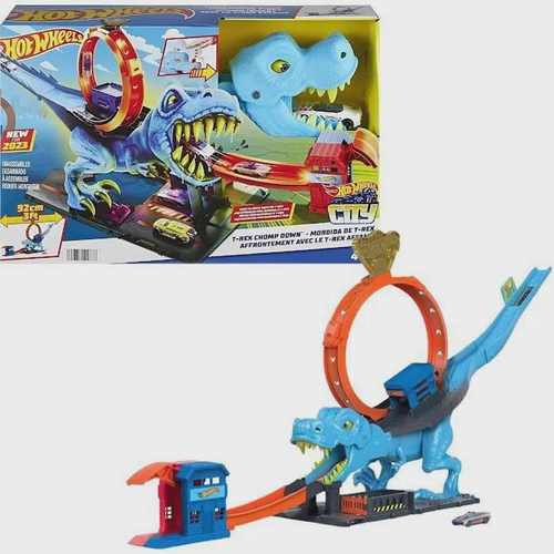 Hot Wheels City Pista Mordida do T-Rex Devorador - Mattel HKX42 - Arco-Íris  Toys