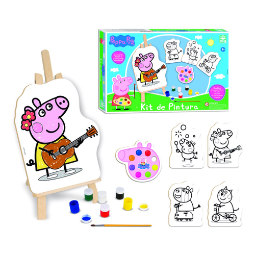 Cavalete KIT de Pintura Turma da Monica Infantil Guache e Pincel Brinquedo  Desenho Educativo Colorir Presente