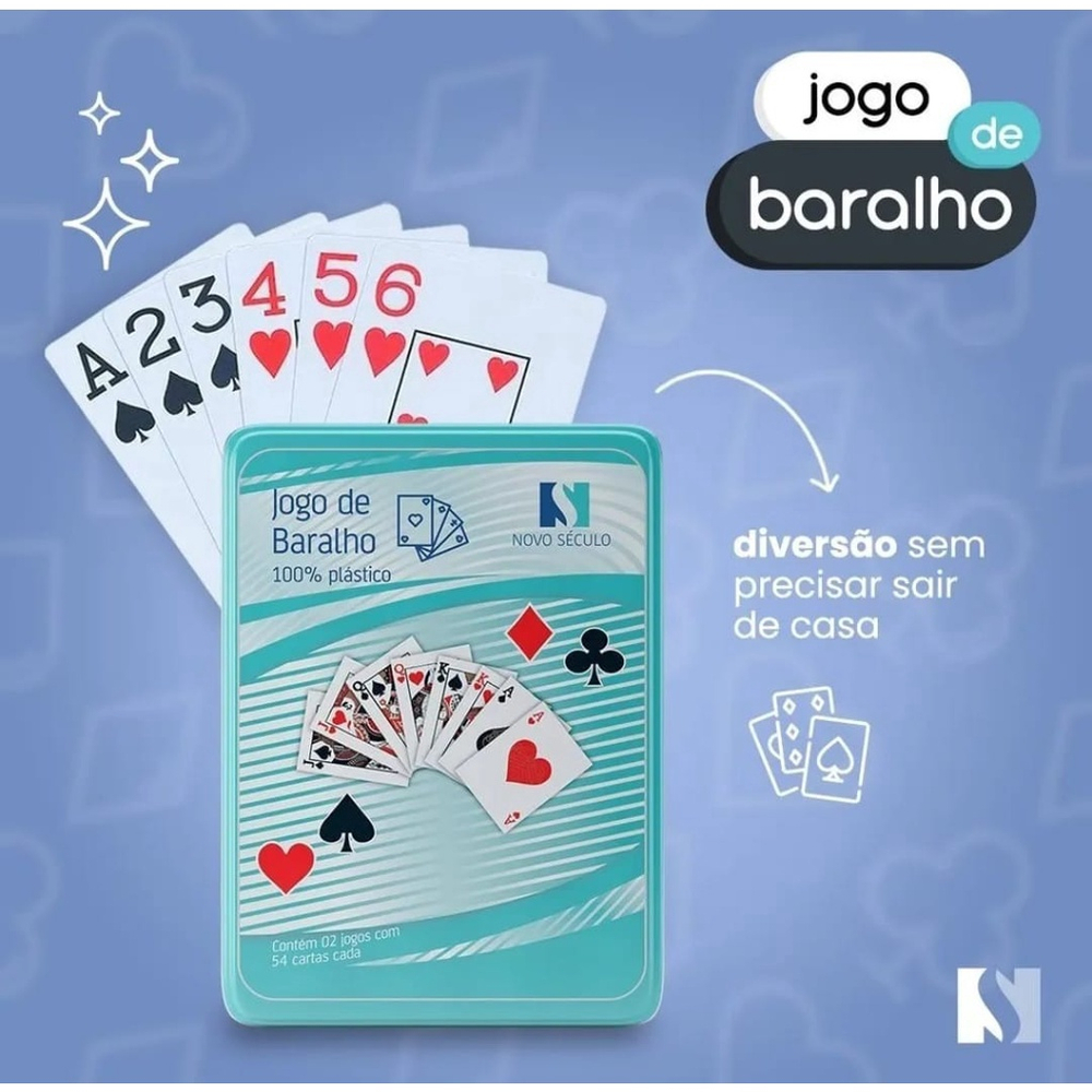 Jogo de Cartas Baralho 100% Plástico Na Lata - Tucaa