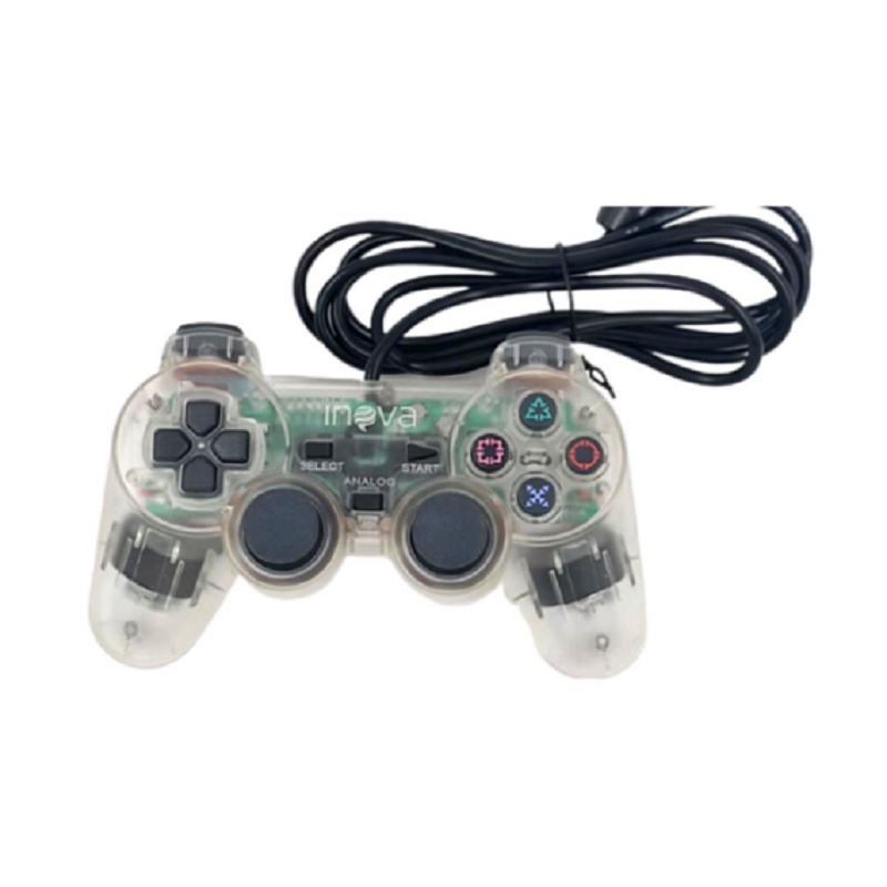 Controle Compatível Com PlayStation 2 Com Fio Para Video Game Com Vibração  E Conexão USB Analógico Compatível Com Computador Preto LINHA PREMIUM DUPIN