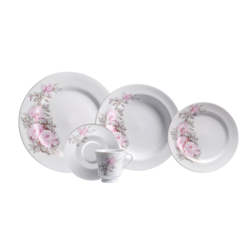 Aparelho Jantar, Chá e Café 42 Peças Porcelana Schmidt - Dec. Maitê 2264 -  SCHMIDT