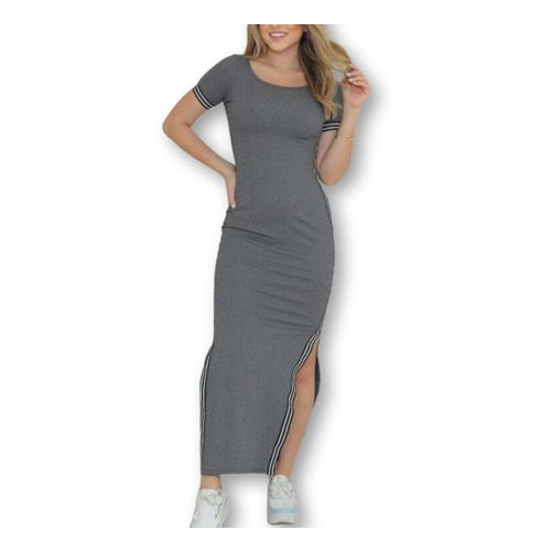 Vestido longo com hot sale listra na lateral