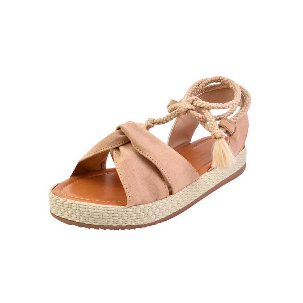 Sandália amarrar flatform corda anabela clearance