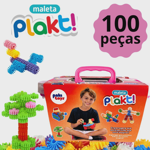 Maleta Brinquedo Educativo De Montar Engrenagens Plakt 100pç