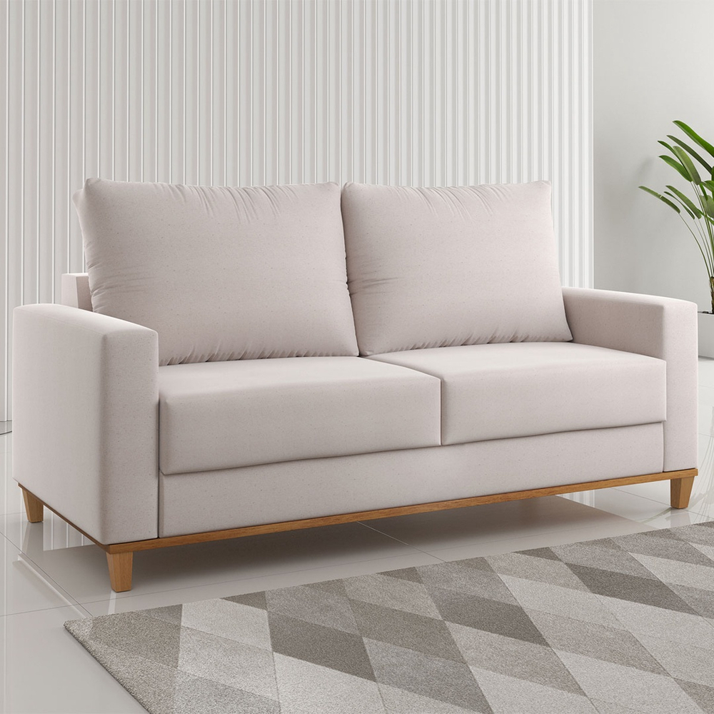 Sofá 2 Lugares Tamires Linho Amêndoa Pnr Móveis Submarino