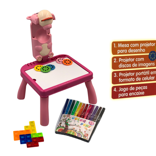 Mesa Mix 4 em 1 Projetor Infantil Estimulo e Aprendizado das