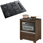 Kit Cozinha Balcão Nogal 1 Gaveta Com Nicho Para Forno E Cooktop Itatiaia Essencial 4 Bocas Preto Bivolt