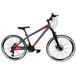 Bike bicicleta aro 26 freeride viking, bike dirt, downhill, wheeling,  urbano, grau, rl, 21 marchas na Americanas Empresas