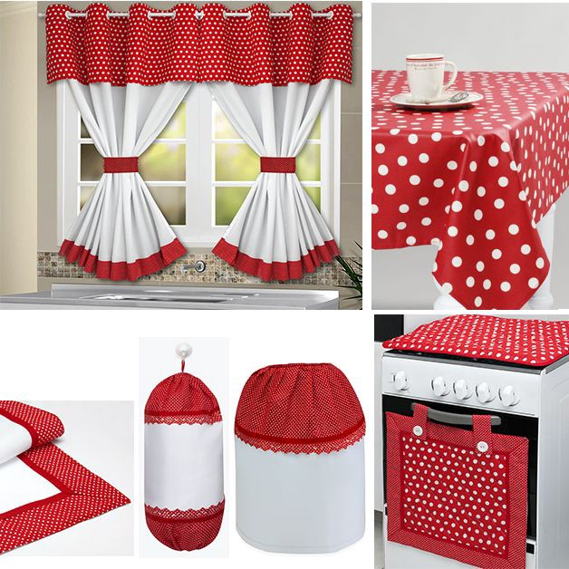 Kit de Cozinha 9 Pçs Galinha Filó Vermelho(toalha 6 Lug. Kit P