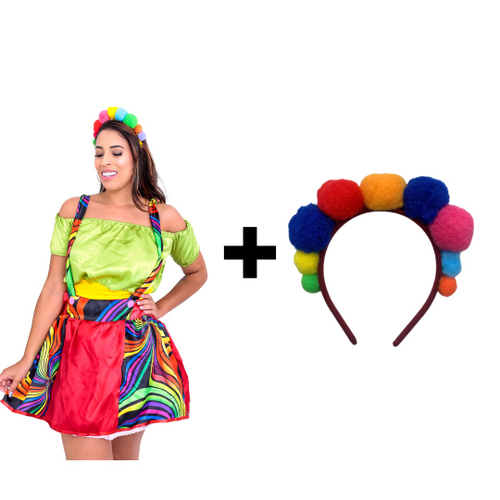 Fantasia Completa Vestido Kit Palhaça Feminina Adulto Com Suspensório e  Tiara Carnaval Halloween Festa Circo Picadeiro em Promoção na Americanas