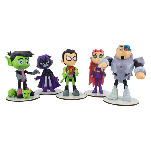 Bonecos Jovens Titãs Teen Titans Robin Mutano Cyborg Ravena no Shoptime