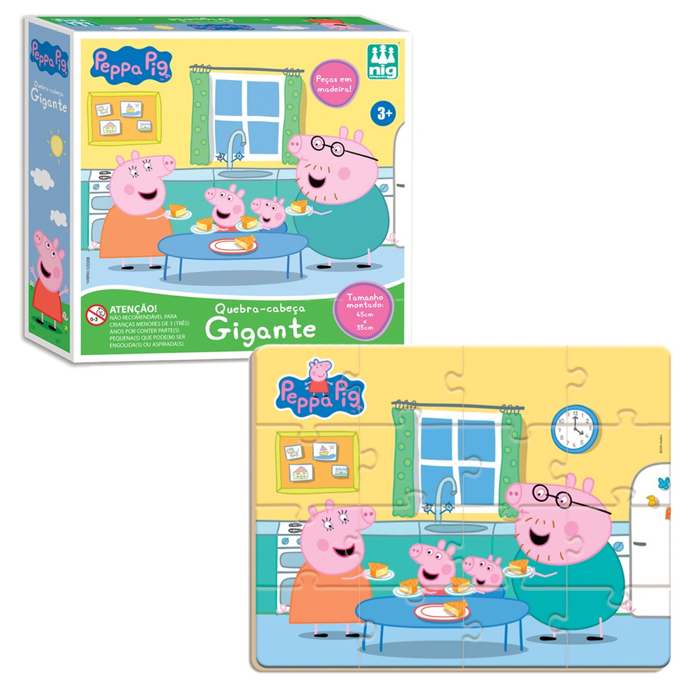 Brinquedo Educativo Quebra-Cabeça Gigante Peppa Pig 45x35 Madeira