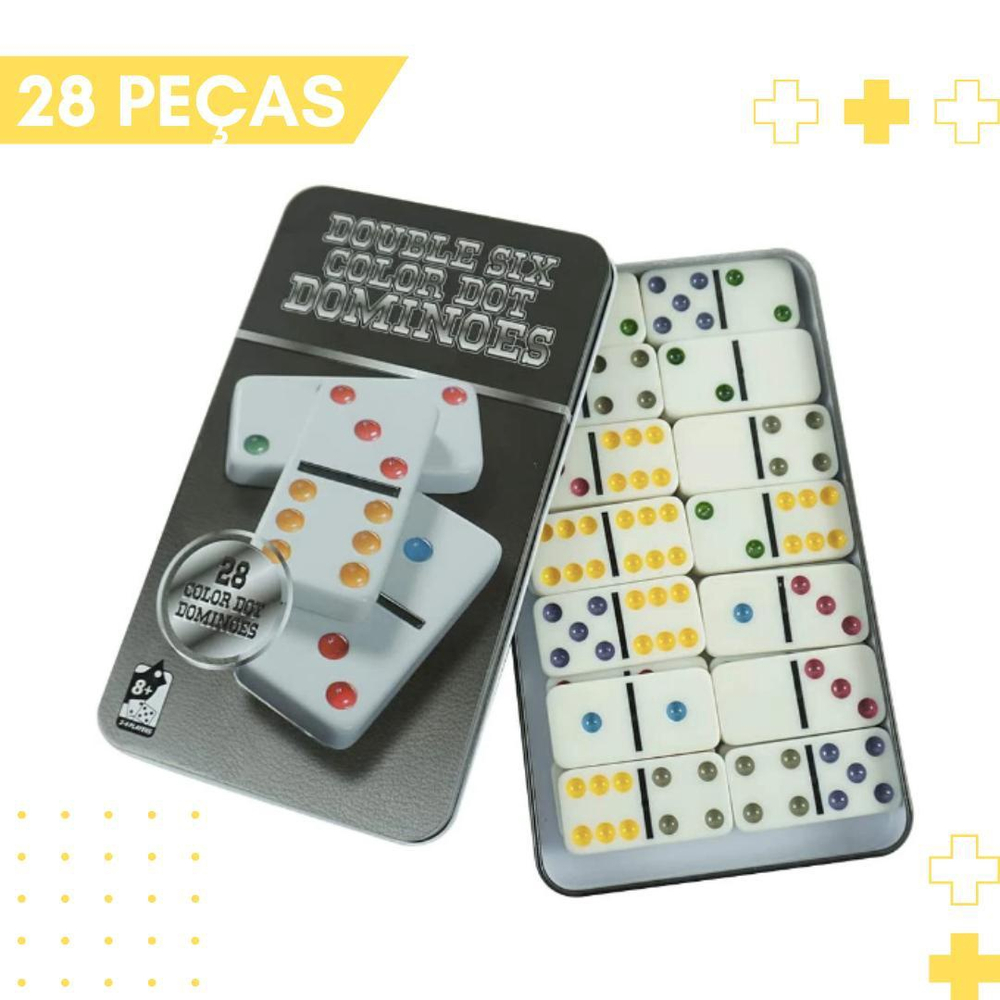 Jogo De Domino Mexicano 6 Double Lata Com 28 Peças Colorido em Promoção é  no Buscapé