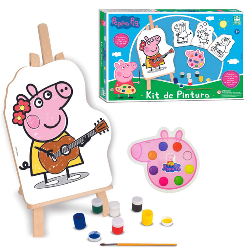 Kit Pintura Infantil Completo Pincel Tinta Desenhos Paletas