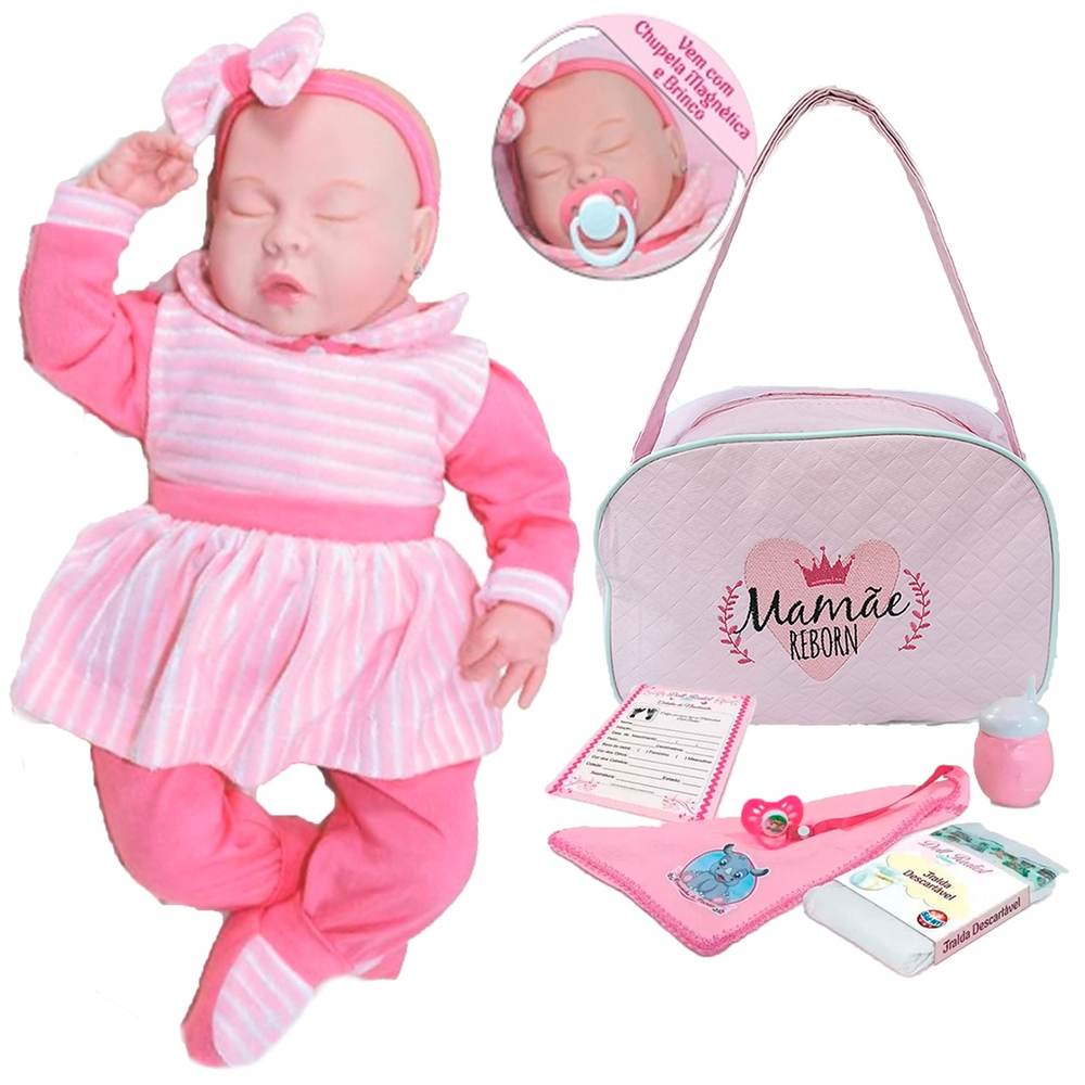 Bebê Reborn Recém-Nascido 3D-49 Cm Olhos Abertos no Shoptime