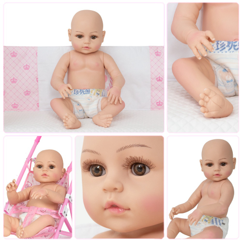 57cm Boneca Bebê Reborn Realista Pele Escura Menina Silicone Olhos  Castanhos (Pode Dar Banho) na Americanas Empresas