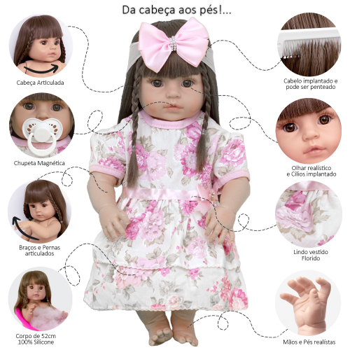 Boneca Bebe Reborn Recem Nascida Silicone Com Lindos Itens