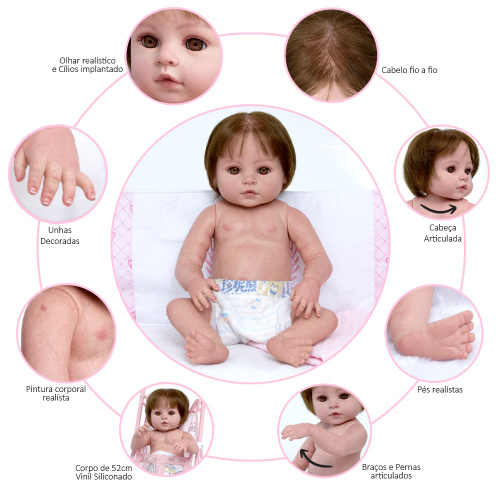 Boneca Bebê Reborn Abigail Baby Alive 52cm Toda de Silicone