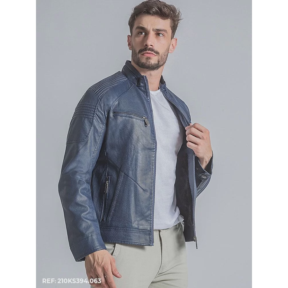 Jaqueta masculina sale couro ecologico