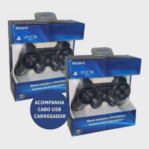 Kit 2 Controles Dualshock 3 Ps3 Modelo Sony Wireless Sem Fio