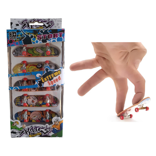 Kit 5 Skate De Dedo Mini Fingerboard Truck Metal Com Lixa