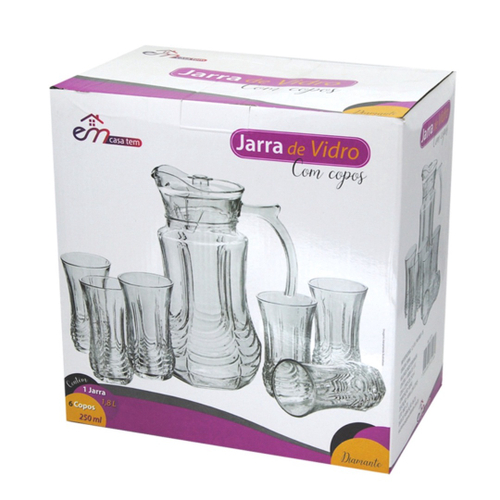 Jogo Jarra 1L Com 6 Copos Vidro 270Ml Stripes em Promoção na Americanas