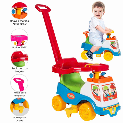 Motoca Menino Triciclo Infantil C/ Empurrador Totokinha - R$ 239,99