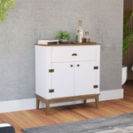 Aparador Buffet com 02 Portas 01 Gaveta 80 cm Colonial Freijó/Branco Movelbento