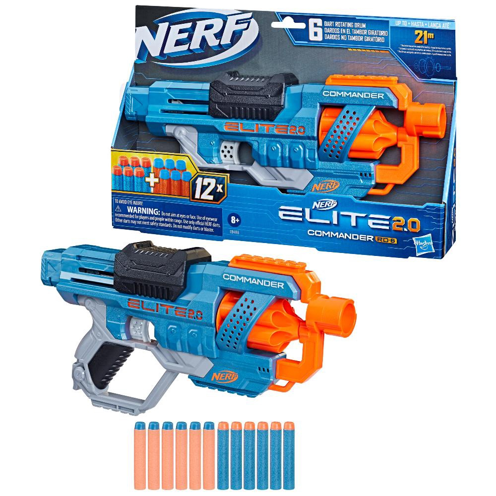 Nerf Elite 2.0 Lançador Commander Rd-6 Com 12 Dardos Arminha