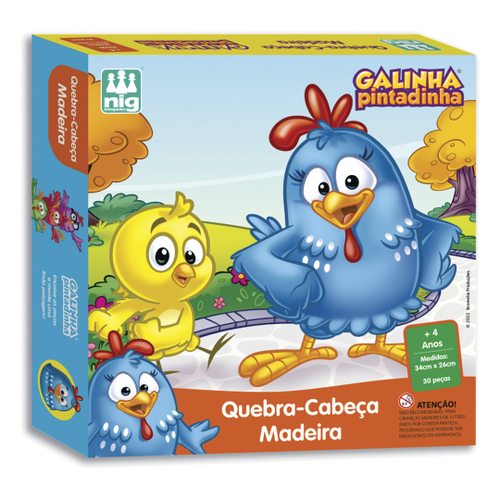 Quebra-Cabeça Galinha Pintadinha Infantil Madeira Raciocínio Encaixe Fácil  30 Peças Nig Brinquedos - 0719 - Distribuidora Tropical Santos