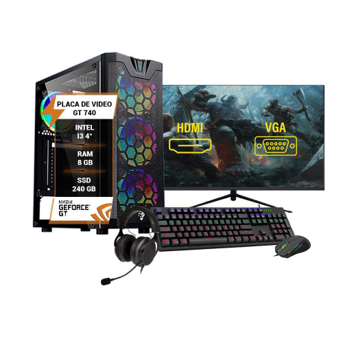 Pc Gamer Completo amd 6 núcleos 3.8Ghz 8GB ram Placa de vídeo Radeon 2GB HD  500GB Monitor 19.5 LED Kit Gamer Skill em Promoção na Americanas