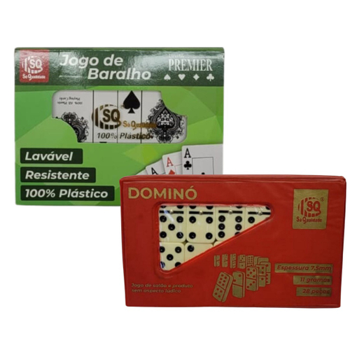 Kit 3 Jogos De Mesa Dominó + Uno + 2 Baralhos Cartas Truco