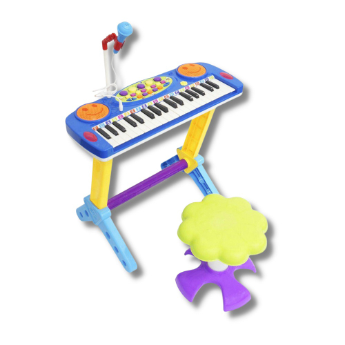 PIANO TECLADO INFANTIL MICROFONE BANQUINHO MC421P : :  Brinquedos e Jogos