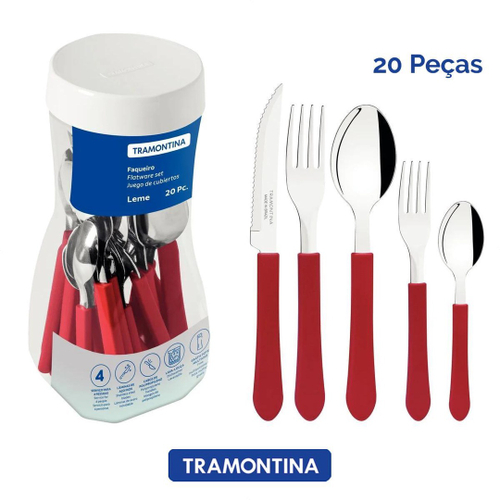 Garfo De Mesa Tramontina Leme Com Lâmina Em Aço Inox E Cabo De  Polipropileno Vermelho Tramontina no Shoptime