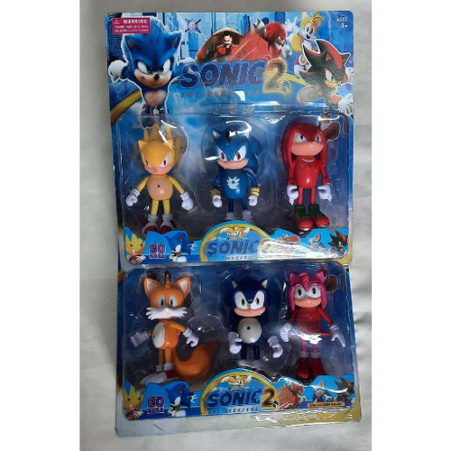 Kit Cartelado 6 Bonecos Sonic Não Articulado