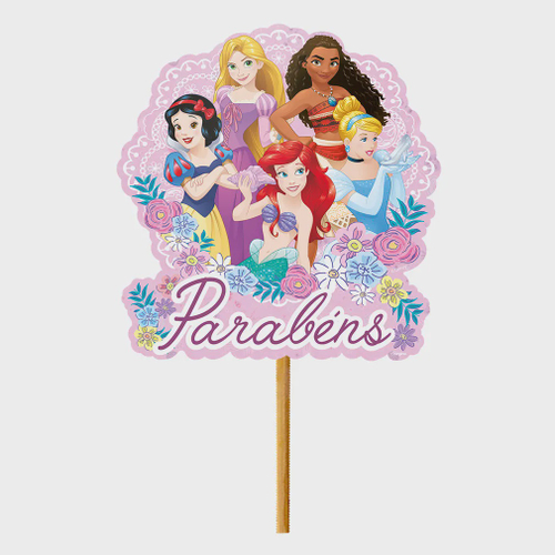 Topo de Bolo Princesas Disney Parabéns-Extra Festas