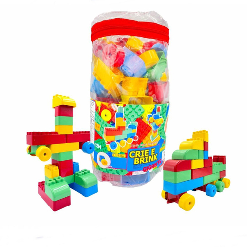 Brinquedo Educativo Blocos De Montar Linked Cubes 100 Peças MMP