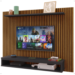Painel Suspenso Nairóbi Prateleira Superior Nicho Tv até 48 Polegadas Sala Estar Quarto - Ripado Freijó/Preto - Lojas rpm é boa?