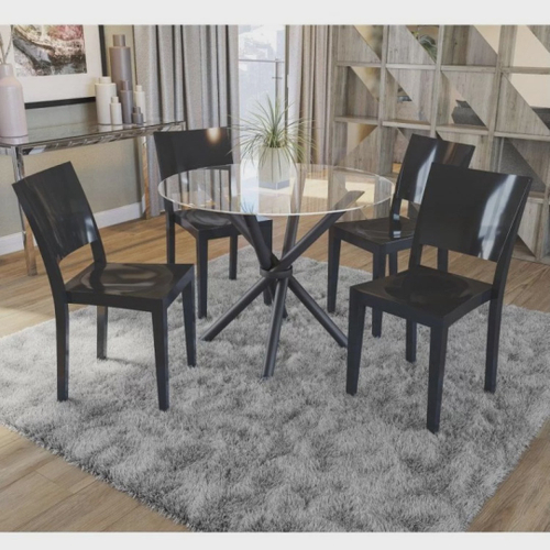 Conjunto Mesa de Jantar Redonda Vértice 105cm Nozes com 4 Cadeiras