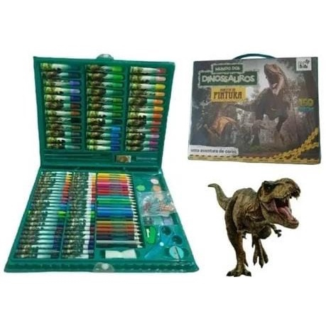 Kit Infantil Estojo de Colorir Ferramenta de Desenho Dinossauro