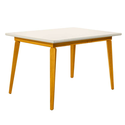 Mesa de Jantar Retangular Brasil Mel e Off White 130 cm Menor preço em Mesa de Jantar Retangular Brasil Mel e Off White 130 cm