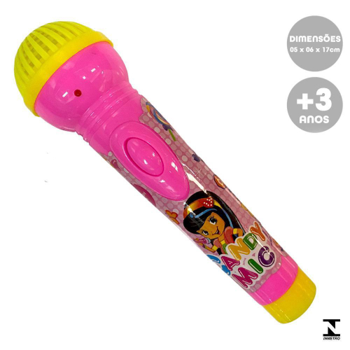 Microfone Infantil Brinquedo para Criança com Pedestal e conexão Mp3 para  Menina - Cor Rosa - Glumi