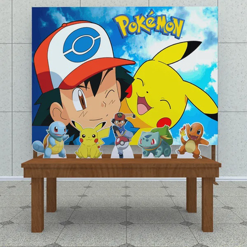 Painel De Festa Redondo 1,50m - Pokemon eevee evolutions - Tem Store